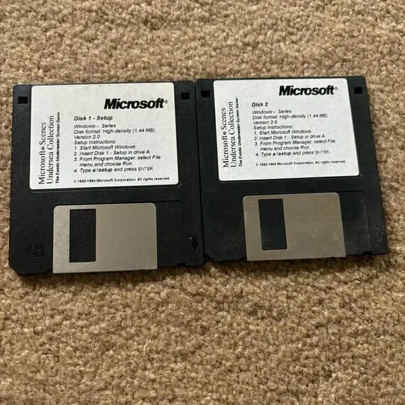 Microsoft Scenes Undersea Collection Setup Disks 1993-1994 *2 Disks*