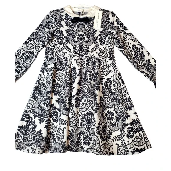 NEW Janie and Jack Girls Small Dress 100% Cotton Sweater Knit Long Sleeve Bow‎
