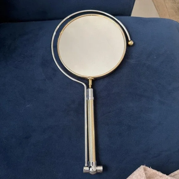 vtg rare mid century‎ French Brass Adjustable Hanging Table Magnifying Mirror