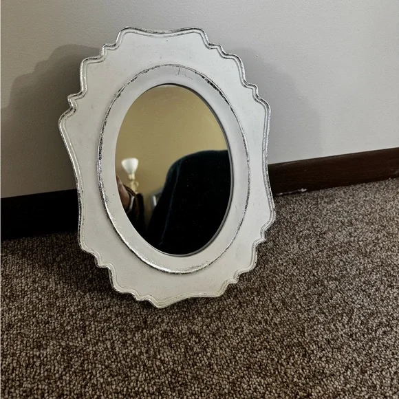 Elegant White Oval Wall Mirror