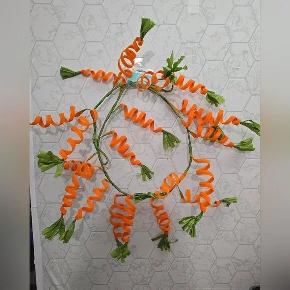 Easter Spiral Orange Carrot Spray Coiled Carrot Garland Spring Decor, New