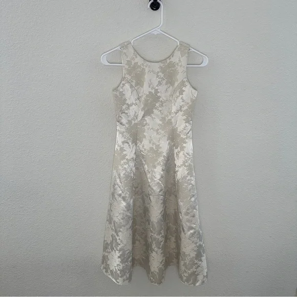 Jessica‎ McClintock Vintage Girls 10 Ivory Floral Brocade Formal Dress Coquette
