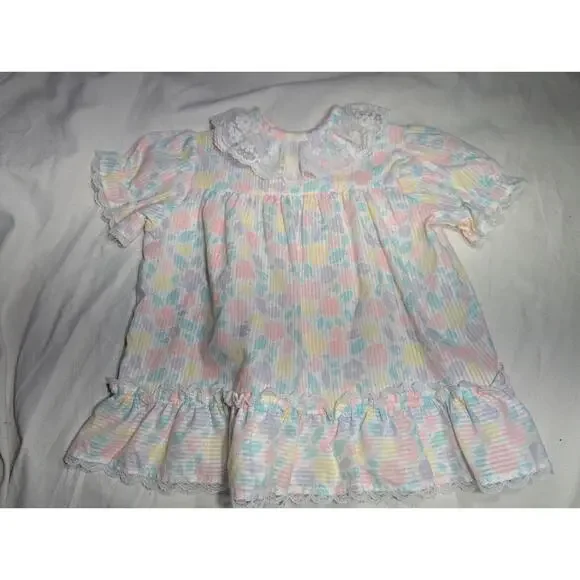 Cuddle Teen Cottage Core Vintage 90s Floral Pastel Dress 3T Ruffles Lace Toddler