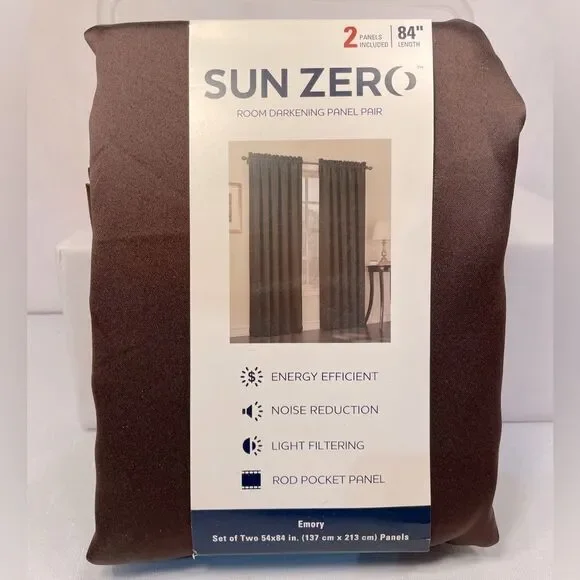 Sun Zero Brown Room Darkening Curtains