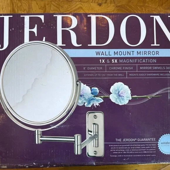 Silver Wall Mounted Mirror with Adjustable Arm