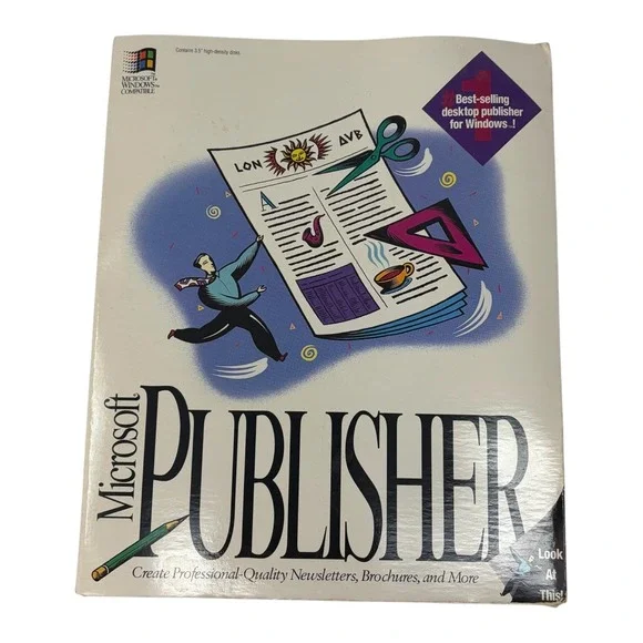 Microsoft Publisher 2.0 Windows 3.1 Software 3.5 Floppy Disks Boxed VTG 1993