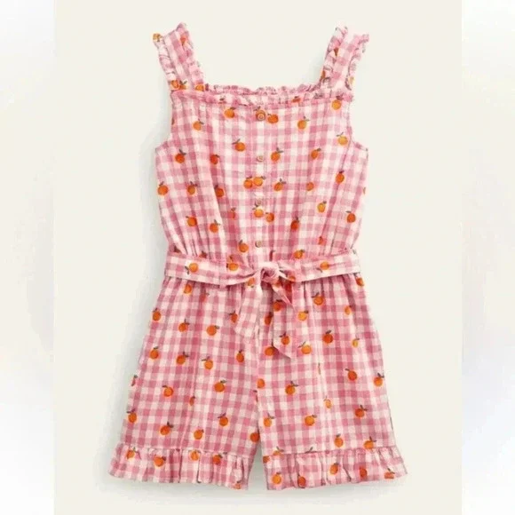 BODEN KIDS Mini Boden Kids' Linen-cotton Ruffle Romper