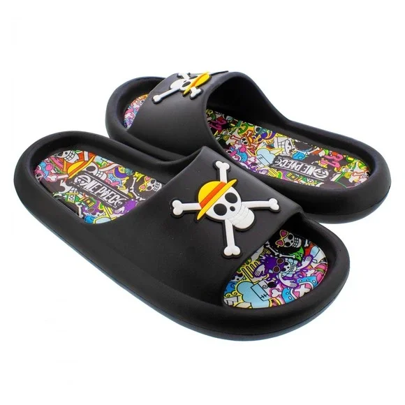One Piece Slides Unisex Black Excellence Straw Hat Pirates Anime‎ Graphic
