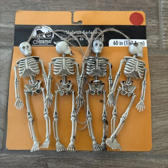 Gothic‎ Skeleton Garland 6 in Tall Pack of 4 Halloween Skeletons On Twine