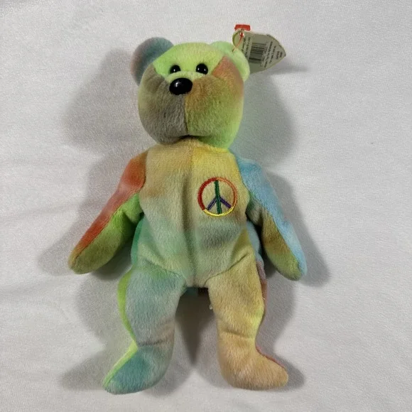 Ty‎ Beanie Baby Peace Bear Plush Stuffed Animal Toy Tie Dye 1996