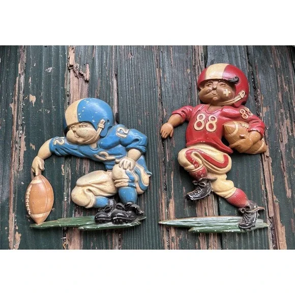 HOMCO Wall Decorations Football Game Sport Deco Lot Of 2