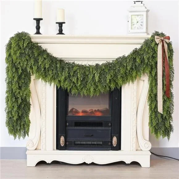 9FT Real Touch Christmas Cedar Garland - 1PCS, Artificial Pine Needles Garlands