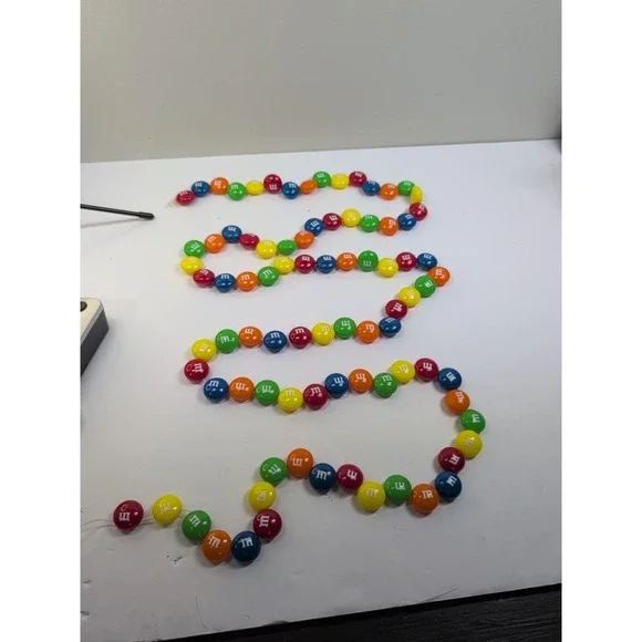 M&M Garland candy decor rainbow red blue green Vintage See Pics