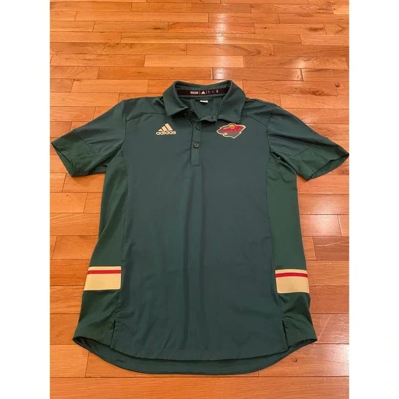 Adidas Minnesota Wild Polo Jersey Mens Small NHL Adidas‎ Coach Travel Shirt