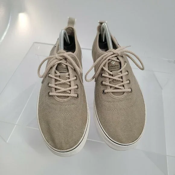 Mens Columbia Lace Up Canvas Casual Shoes Men's Size 8.5 Khaki Moss‎ BM2619-103