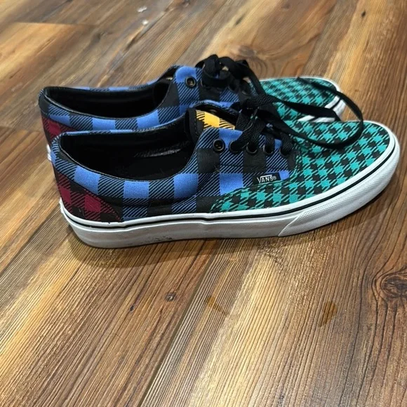 Vans Checkered Sneakers in Green, Blue, and Red