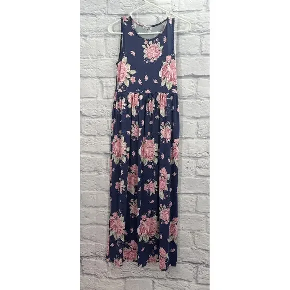 Dxstar Blue Floral Maxi Dress Girls Age 12-13