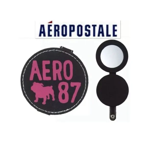 NWT Vintage Y2K Aeropostale Black Dog Logo Bag Super Cute Pocket Bag Mirror