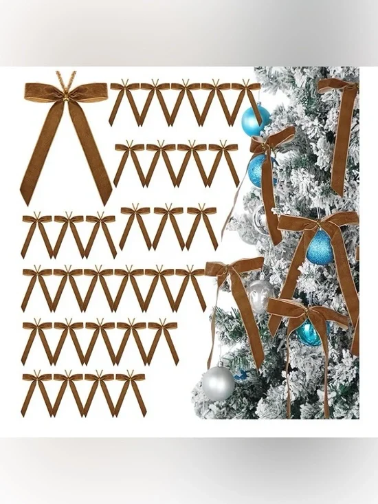 Riceshoot 30 Pcs Christmas Velvet Bow, 6 x 8 Inch Rustic Crafts, SEALED PACKAGE