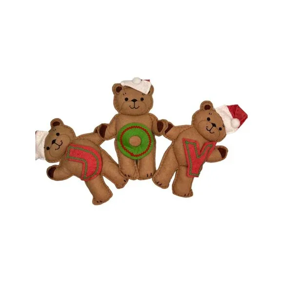 Adorable Felt Teddy Bear Christmas Garland 