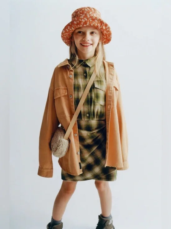 Zara big girls plaid pareo dress