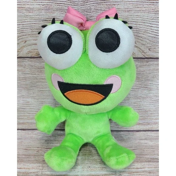 Sweet Frog Frozen Yogurt Plush Green Frog Stuffed Animal Toy Green Pink Bow 7