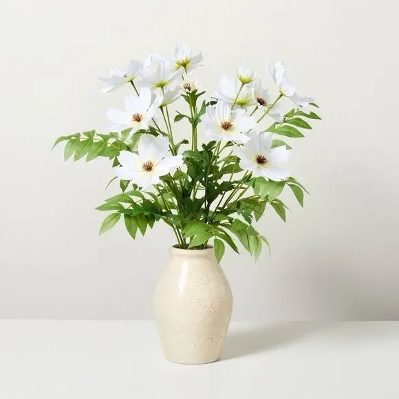 Hearth & Hand Magnolia Faux White Cosmos Floral Arrangement 15x17 Table Decor