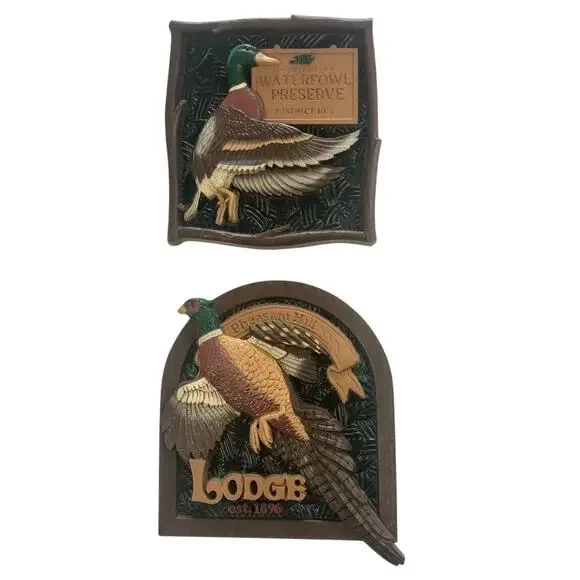 Home Interiors Waterfowl Wall Decor Brown Tan Green Hard Plastic