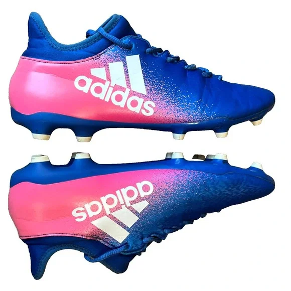 Adidas X 16.3 FG Soccer Cleats Blue Shock Pink Mens 12 UK 11.5 FR 46 2/3