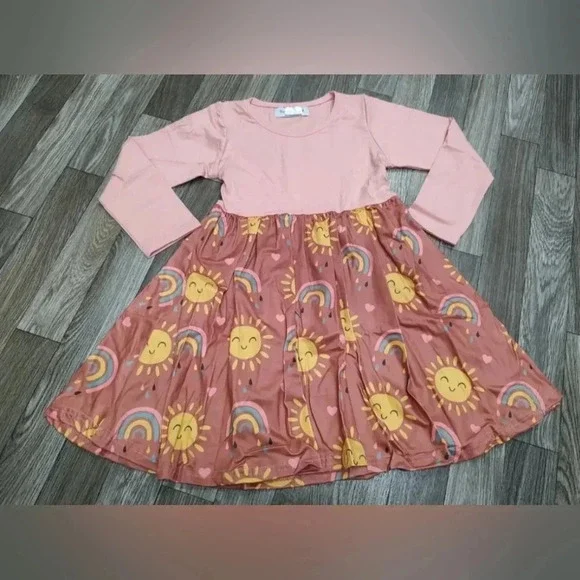 Sparkledots girls ray of sunshine long sleeve kids butter soft dress
