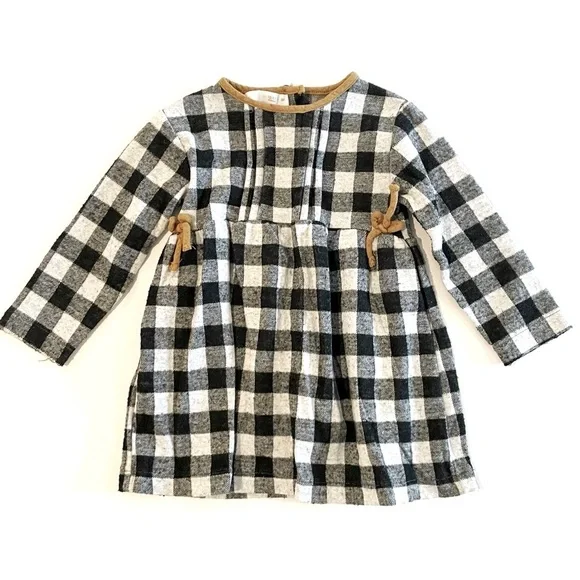 Zara 12-18M long sleeve plaid dress