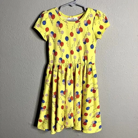 Dot Dot Smile Balloon Dress Size 3-4 Birthday Cap Sleeve Twirl