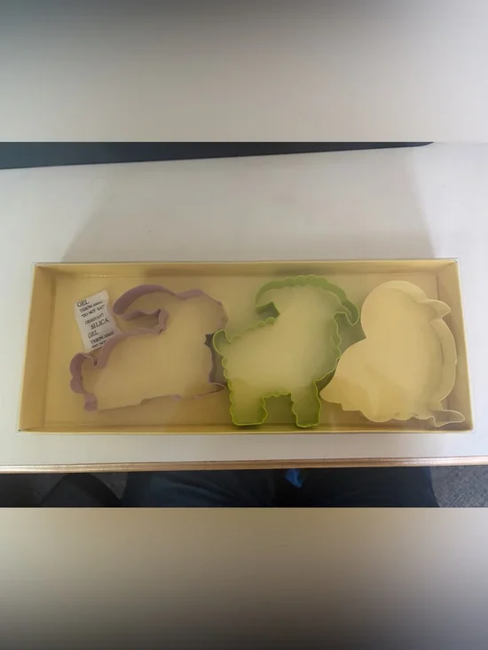 Crate&Barrel Pet-Shaped Cookie Cutter Trio - Purple, Green, Cream