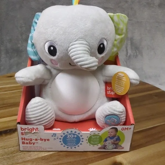 Bright Starts Hug-a-Bye Baby Elephant Stuffed Animal Musical Light‎ Up Soft Toy