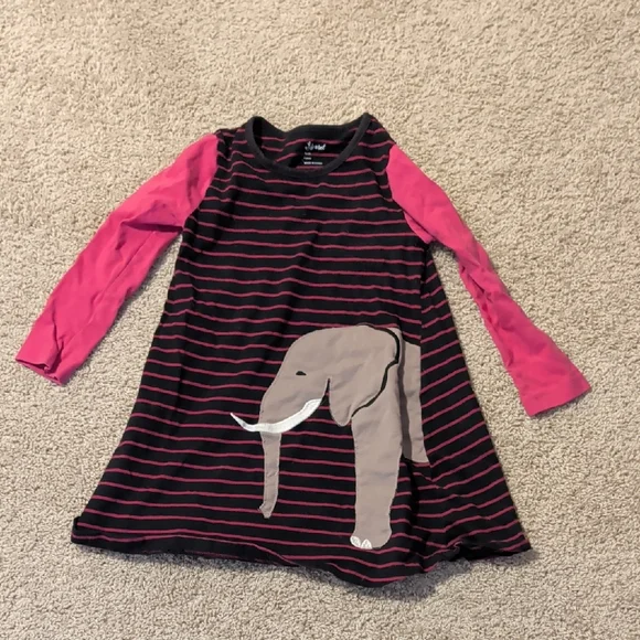 Striped Pink and Black Elephant Dress