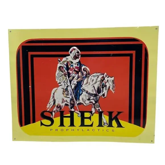 Sheik‎ Advertising Sign Embossed Metal Bathroom Decor