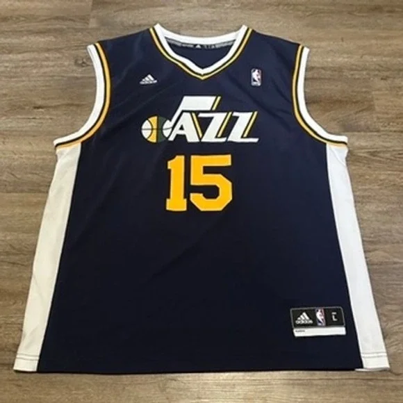 Adidas Utah Jazz Derrick Favors 15 NBA Jersey Mens Large Navy Blue 7818A 14