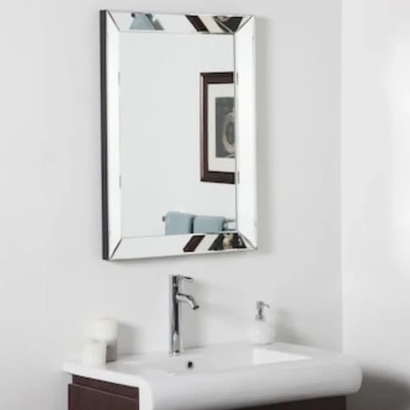 24” x 36” beveled edge wall mirror with antique silver edge