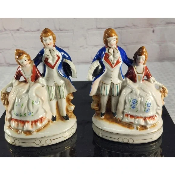 Two Mirrored Vintage Hand Painted Figurines Made In Occupied Japan.
