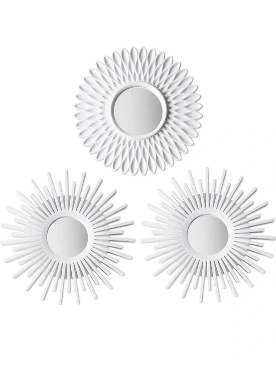 Bonnyco White Framed Decorative Mirrors - 3 Mirrors, NEW