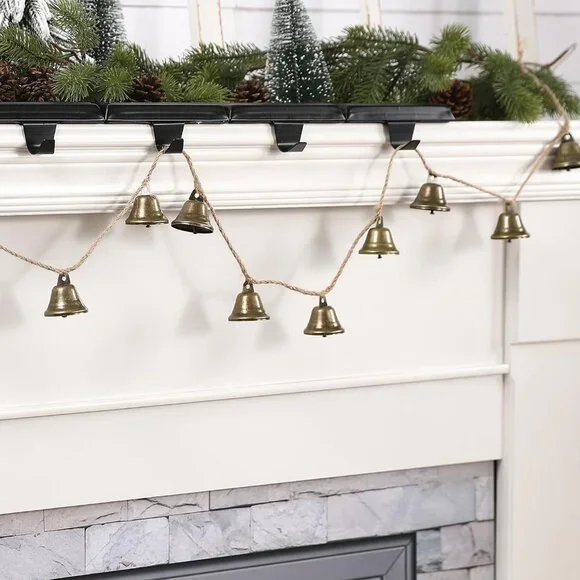 Feast Your Eyes on Rustic 4.6ft Bells Garland - Ideal for Cozy Christmas Vibes