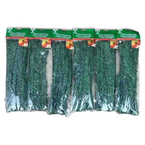 Wired Garland Ties Flexible Swags 12” GREEN 12 Ties Lot Of 6 Packs 72 Ties!