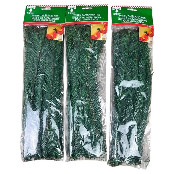 Wired Garland Ties Flexible Swags 12” GREEN 12 Ties Lot Of 3 Packs 36 Ties!