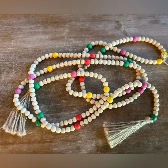 🩷💛 Colorful Wood Bead Garland ❤️💚
