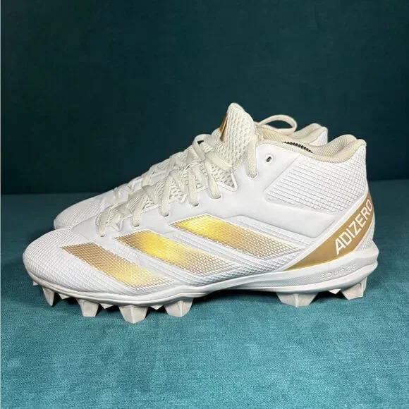 Size 10.5 - Men’s Adidas Adizero Impact2 white/gold cleats