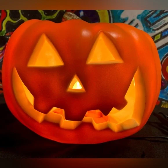 Vintage Pumpkin Jack O Lantern Lighted Halloween Fall Decor 6.5
