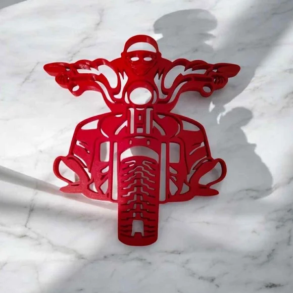 Bold Red Motorcycle Wall Art