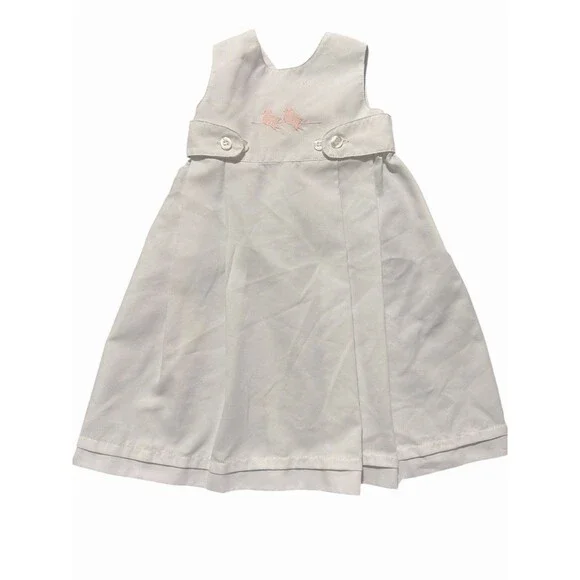 Teresa Alecrim Baby Girl White Dress 3–6 Months Sleeveless‎ Embroidered Birds