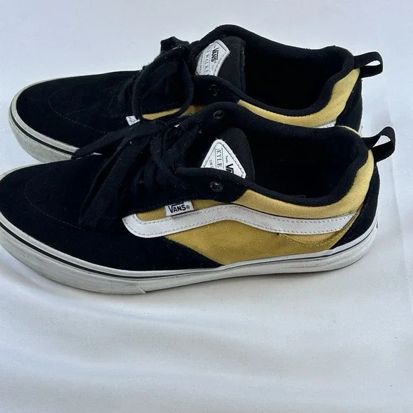 Vans Kyle Walker Pro Skate Shoes Mens‎ 8.5 Black Yellow Suede Canvas Wafflecup