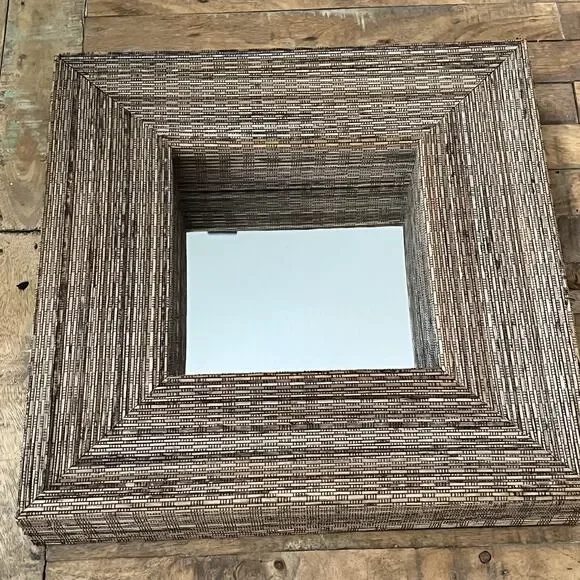 Crate and Barrel Woven Rattan Decorative Wall Mirror 16.5